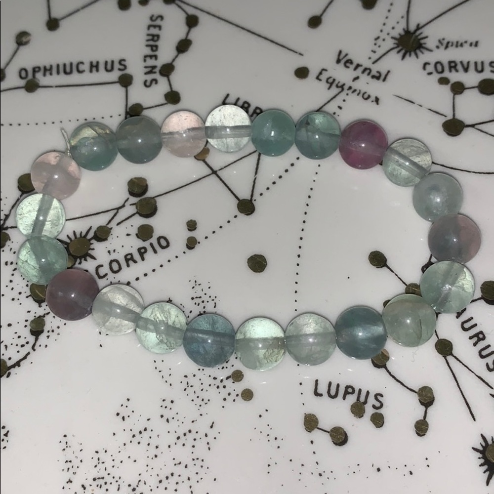 Handmade Fluorite Round Bead Bracelet